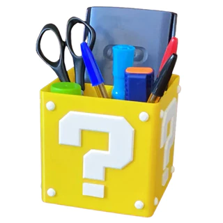 Porta Caneta Lápis Treco Escritório 3 Divisórias Temático Game Super Mario Interrogação Nintendo