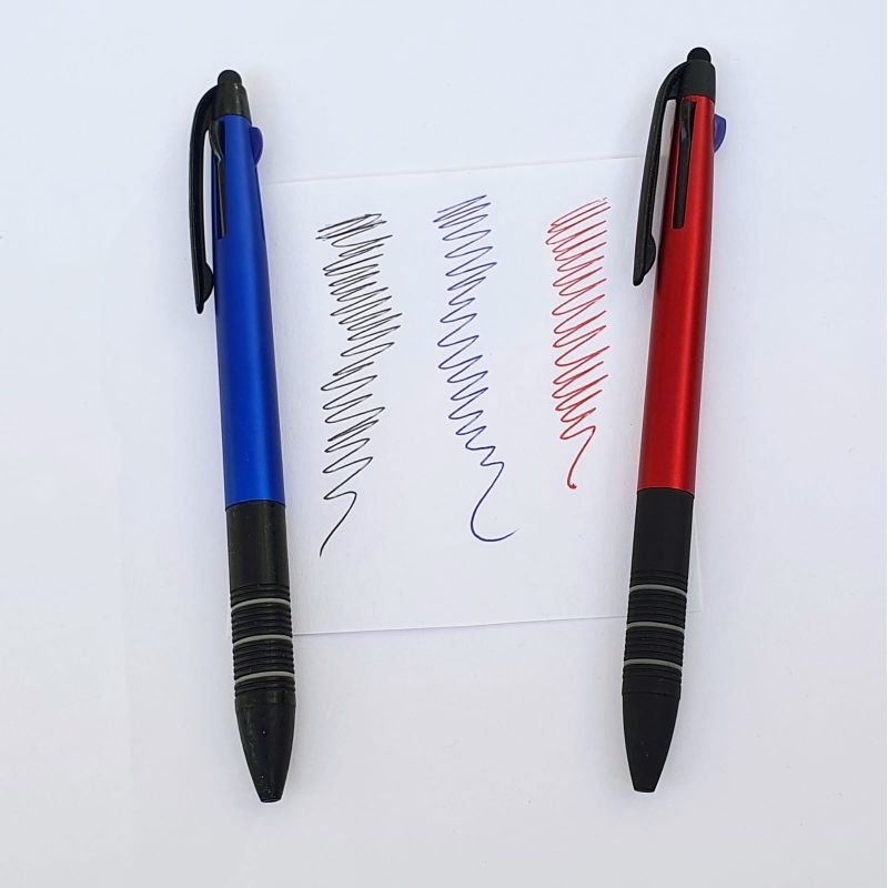 KIT 2 CANETAS MULTI 3 CORES COM TOUCH SCREEN P/TABLET SMARTPHONE