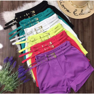 Short Feminino Alfaiataria Cinto Duplo Lançamento.