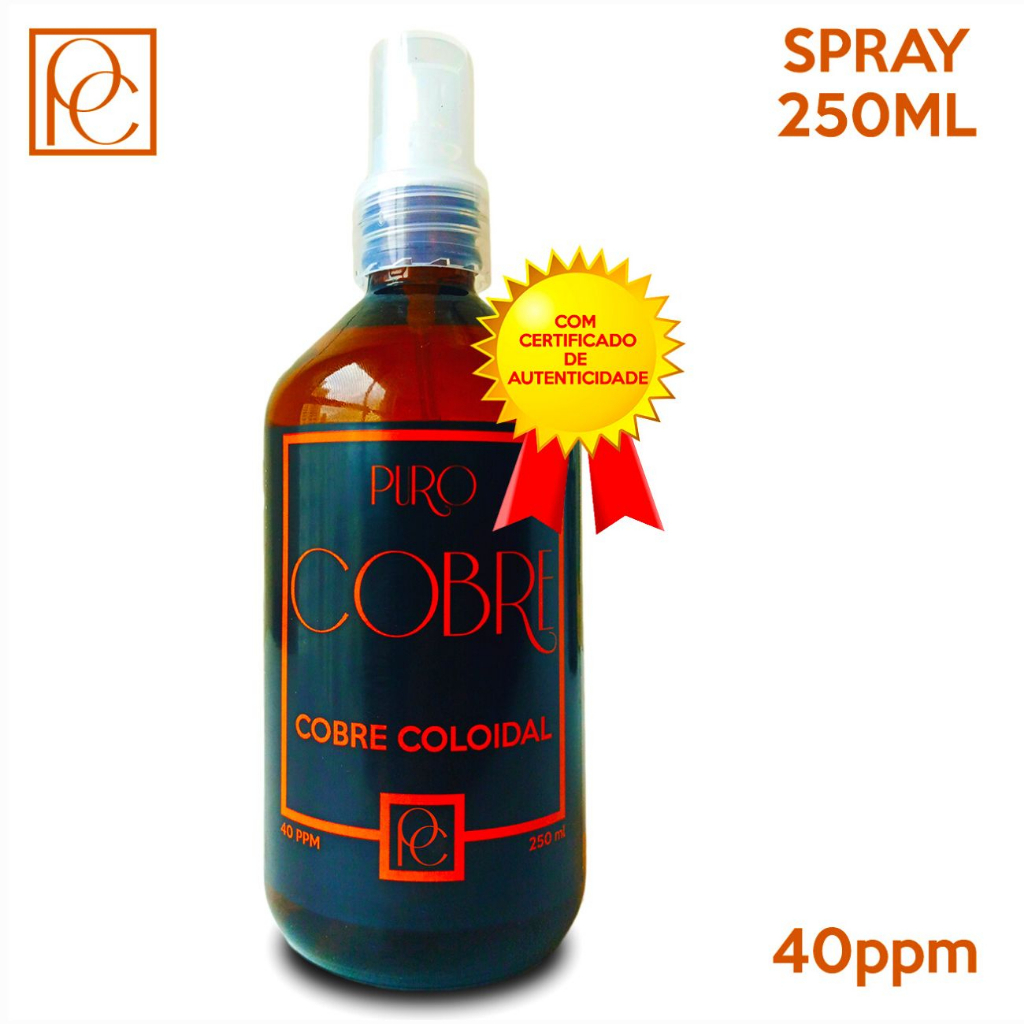 Cobre Coloidal Puro Cobre 250ml Spray Com Certificado de Pureza 99,99% ...