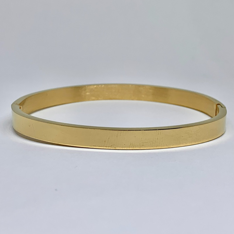 Bracelete Liso Dourado Unissex Estiloso de Aço Inoxidável