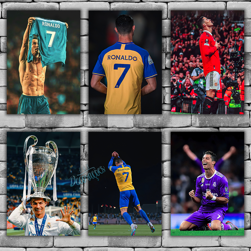 Placas Decorativas Quadros Cristiano Ronaldo 16 a 30 - Futebol CR7 Jogadores