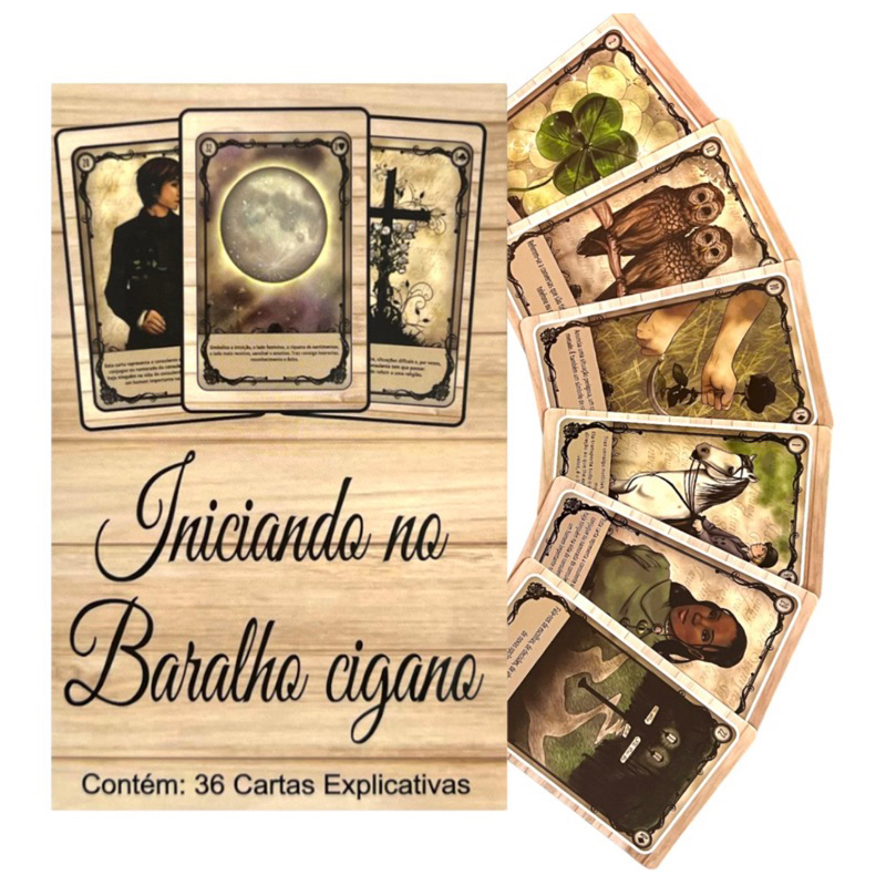 KIT Tarô Baralho Tenda Da Cigana Lenormand Cartomancia - 36 Cartas