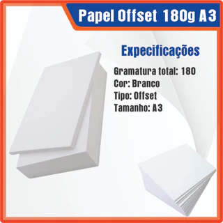 Papel Offset 180g A3 Branco 297x420mm