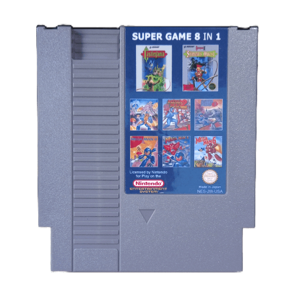 Castlevania e Mega Man Cartucho Multijogos 8 em 1 Nes