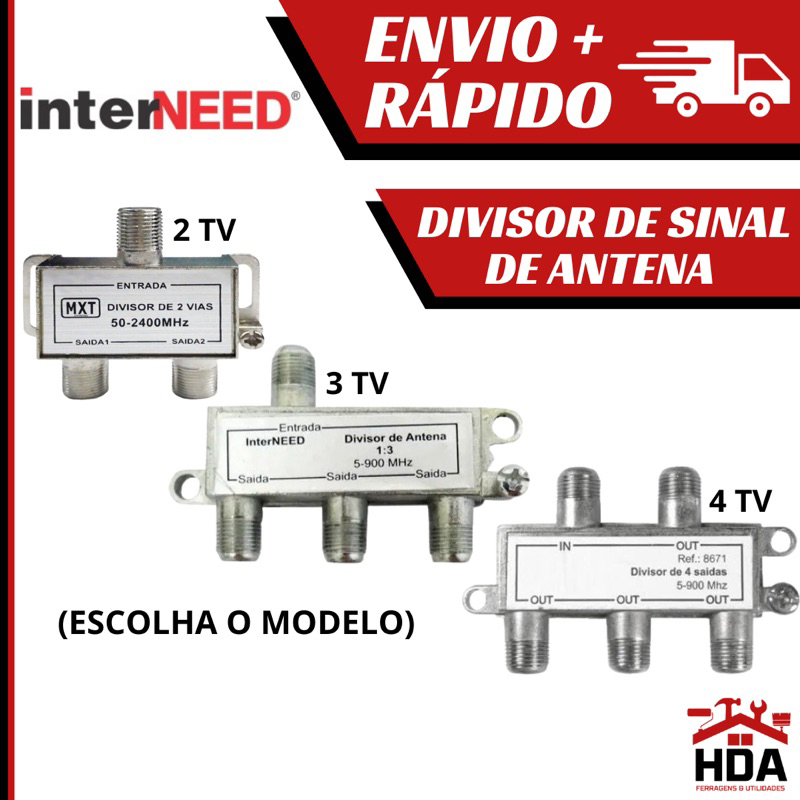 Divisor De Sinal De Antena Para Até 2 Tv, 3 Tv, 4 Tv Para Cabo Coaxial