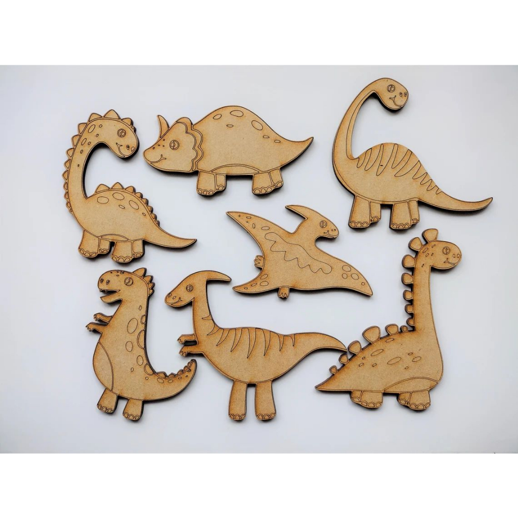 Kit 20 recorte aplique mdf dinossauro Tiranossauro Rex 20cm - Genitori  Laser