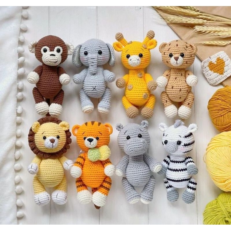 Safari baby nicho amigurumi (kit 4 animais)