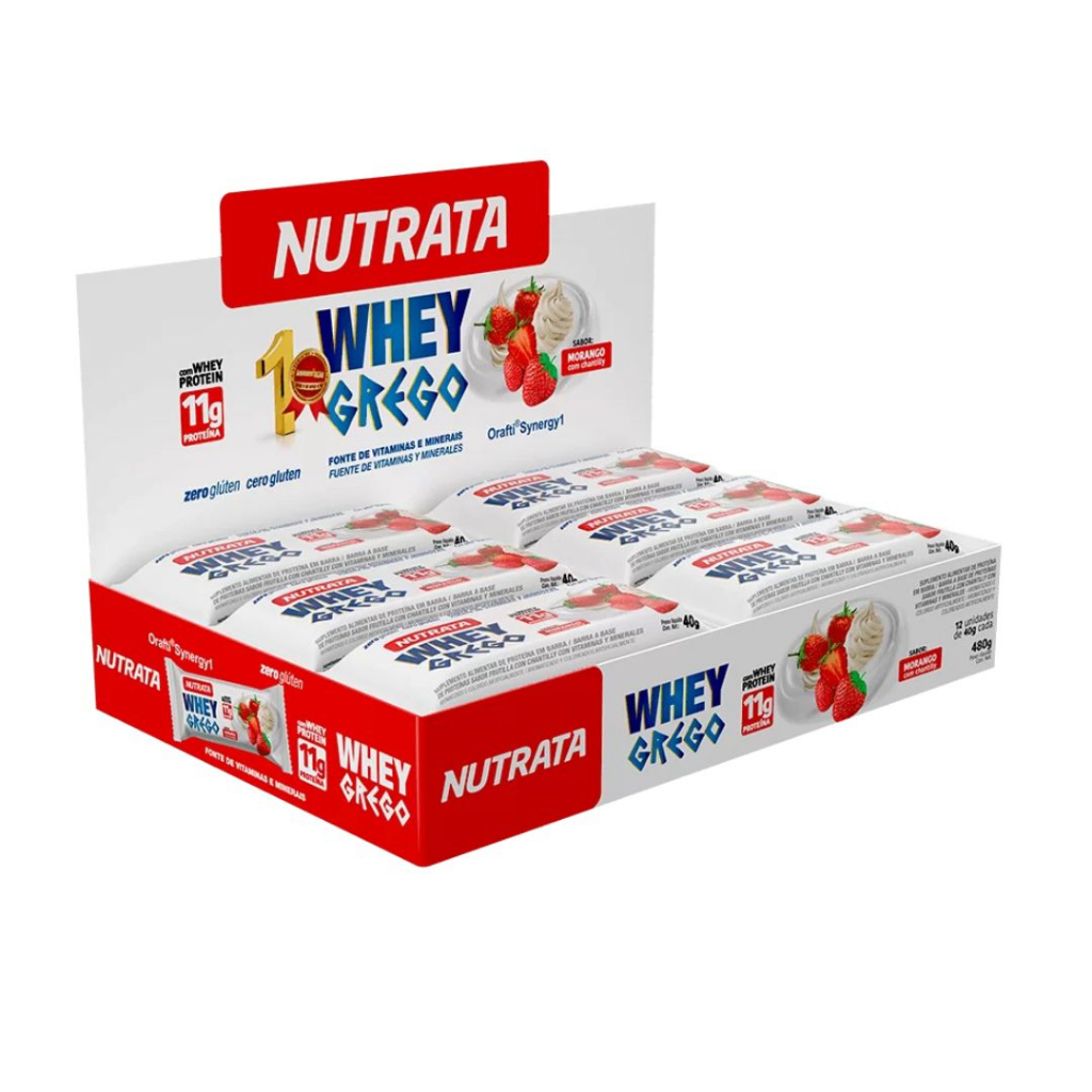 Barra de Proteina whey Grego bar caixa c/12 unidades de 40g Nutrata