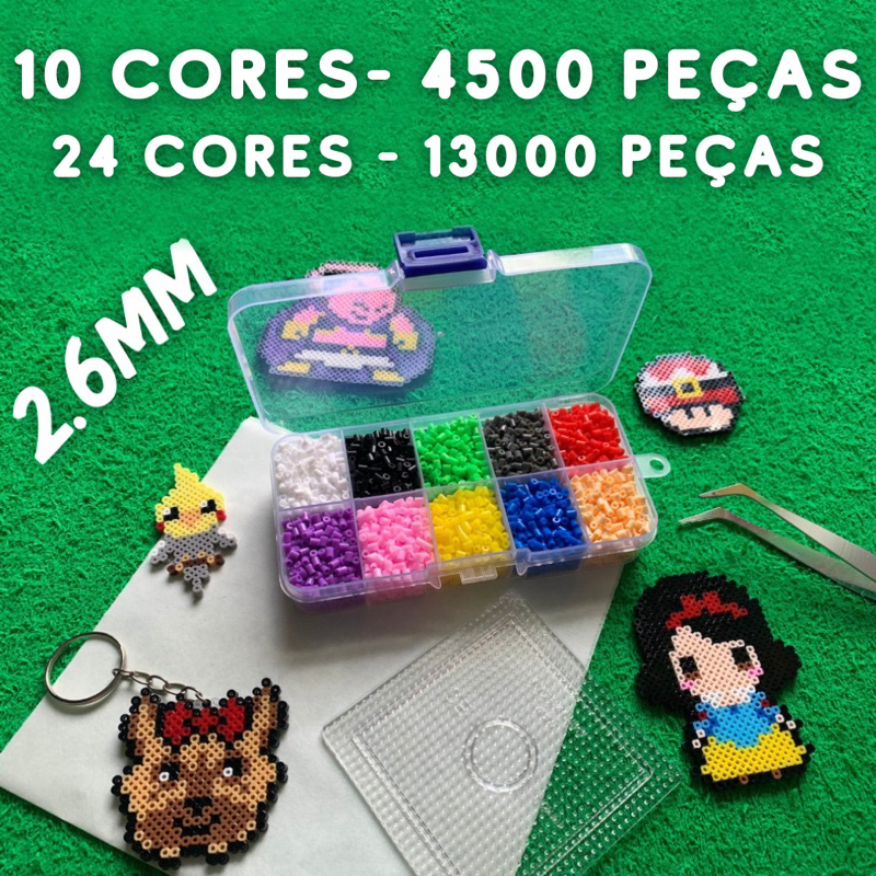 Perler Hama Beads 2.6mm Pixel Art kit 9000Peças, Pegboard, Pinça E Papel  Para Passar.