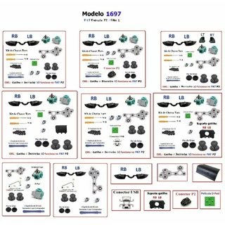 Kit peças Controle Xbox O e Fat (Modelo 1697)