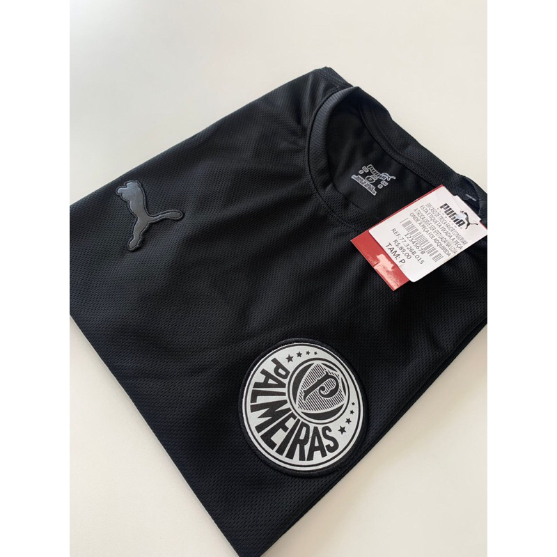 Camisa Camiseta Dri Fit Dry-Fit Masculino Treino Fitness Casual Academia palmeiras black c/ preto