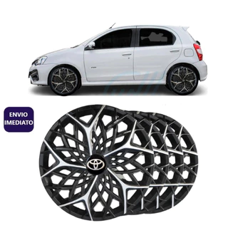 Jogo 4 Calotas Moove Aro 14 Black Silver Toyota Etios 2013 Até 2019