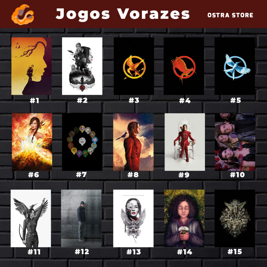 Jogos Vorazes 01 a 15 - Serie - Placa decorativa MDF - 14x20 28x20 - Quadro parede & decoração - Presente - Filme - Katniss Everdeen - hunger games