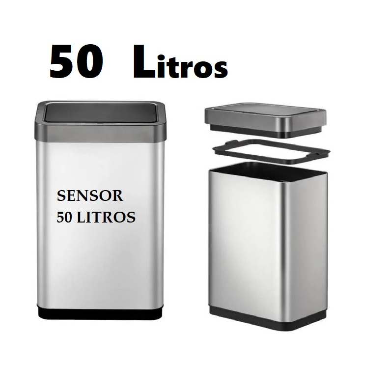 Lixeira Automática 50 Liltros Grande Com Sensor Importado