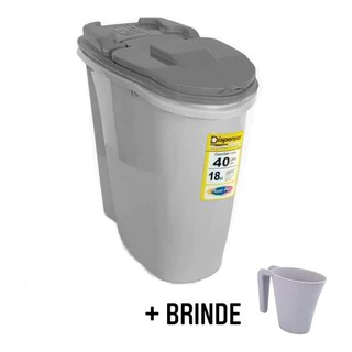 POTE PORTA RAÇÃO E GRÃOS DISPENSER 40 LITROS 18 KILOS + CANECA DOSADORA PROMOÇÃO ENVIO IMEDIATO