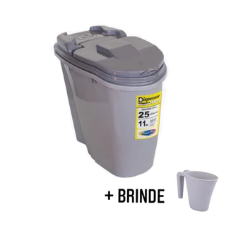 Pote Porta Ração 25 Litros 11 Kg Dispenser Promoção Envio Imediato + Caneca