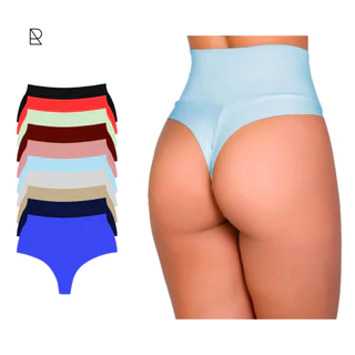 Kit 5 Calcinhas Modeladora Cós Alto Duplo Fio Duplo Kit Lingerie