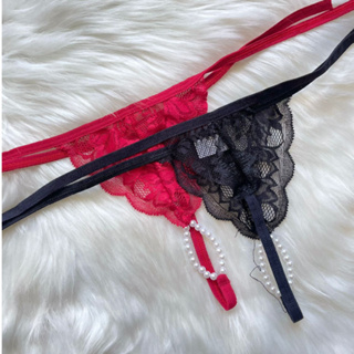 Kit C/3 Calcinha Tanga Lingerie Tailandesa De Amarrar Com Pérolas De Massagem