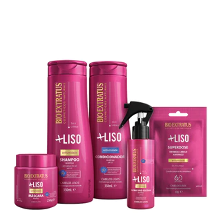 Kit +Liso Bio Extratus (Shampoo/Condicionador/Finalizador Spray/Dose/Máscara 250g)