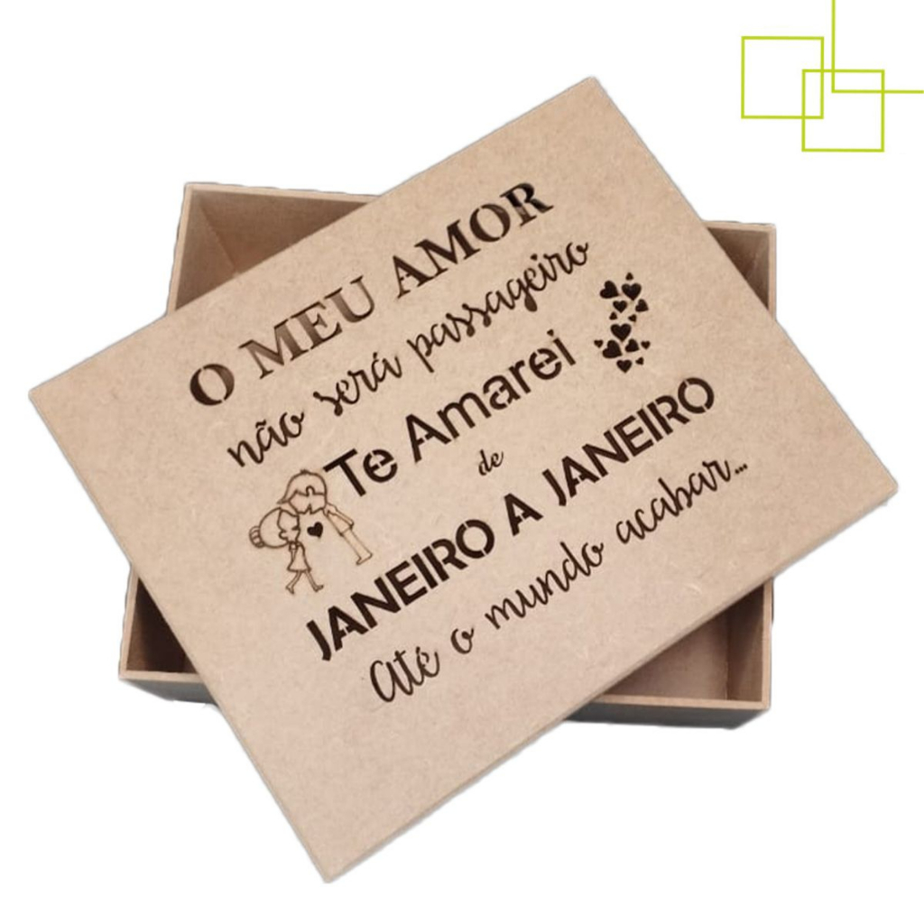 Caixa Presente Romântica Dia dos Namorados Te amo Janeiro a Janeiro