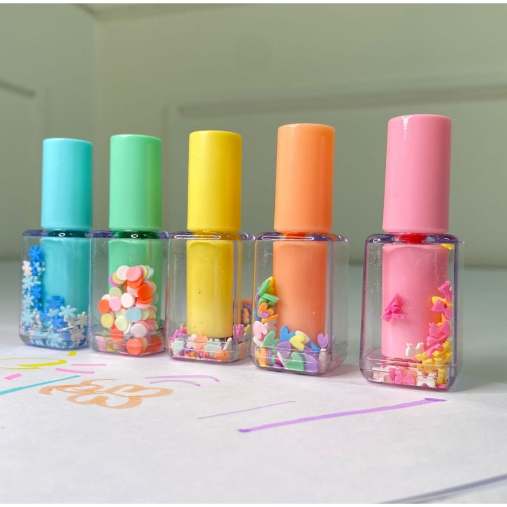 Kit 5 marca texto divertidos modelo esmalte tons pastéis papelaria