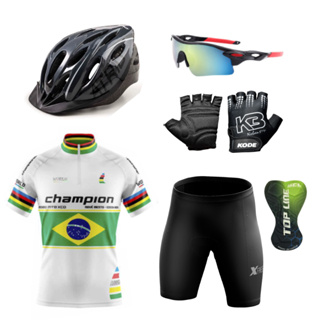 Conjunto Camisa E Bermuda Ciclismo Champion Brasil Preta - Bike