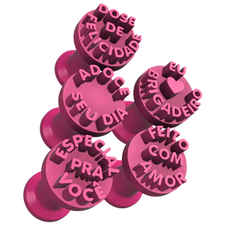 Kit Carimbos Brigadeiros Docinhos Molde Festa Confeitaria - Frases - 5pçs