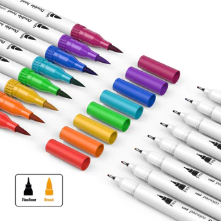 Caneta Para Lettering Dual Brush Pen Com 2 Pontas Kit 12/24/36/48 Cores