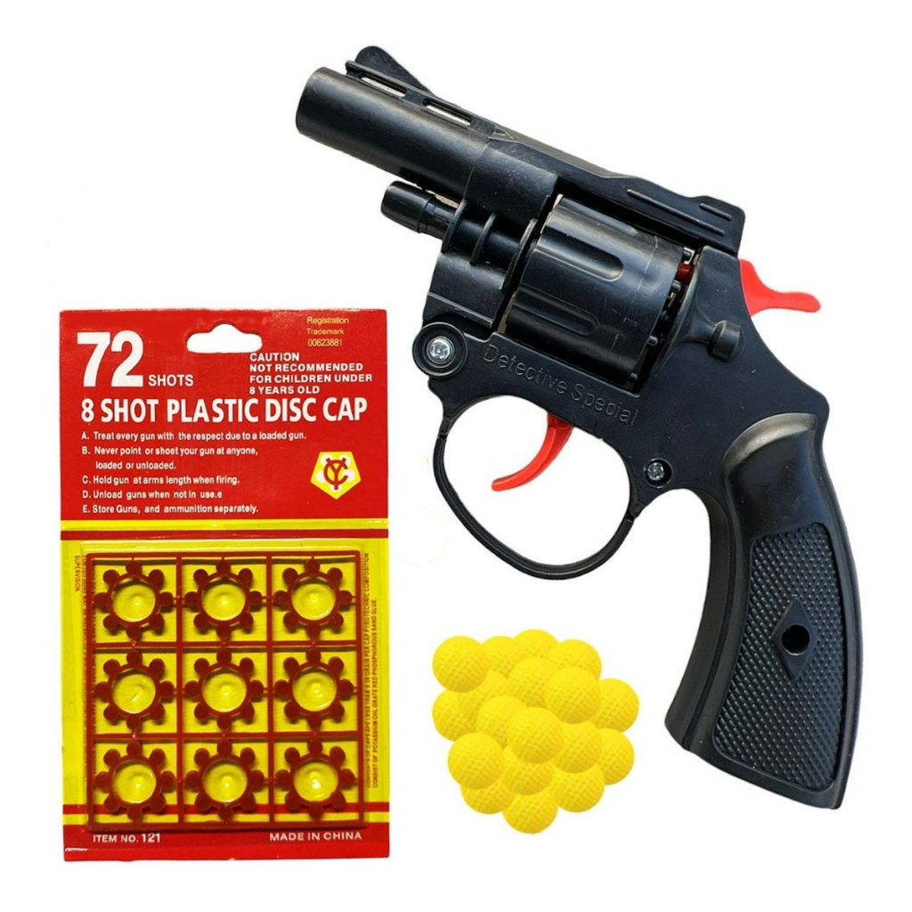 Arma Brinquedo Pistola Revolver 38 Com Distintivo Policial