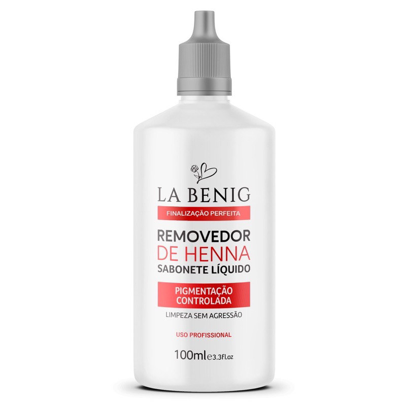 Sabonete Líquido Removedor Henna Sobrancelhas La Benig 100mL Tira Manchas La benig