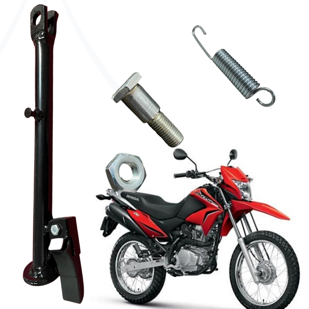 Cavalete Apoio Pezinho Lateral BROS 125/150/160 - Com Borracha NXR BROS COMPLETO MOLA + PARAFUSO