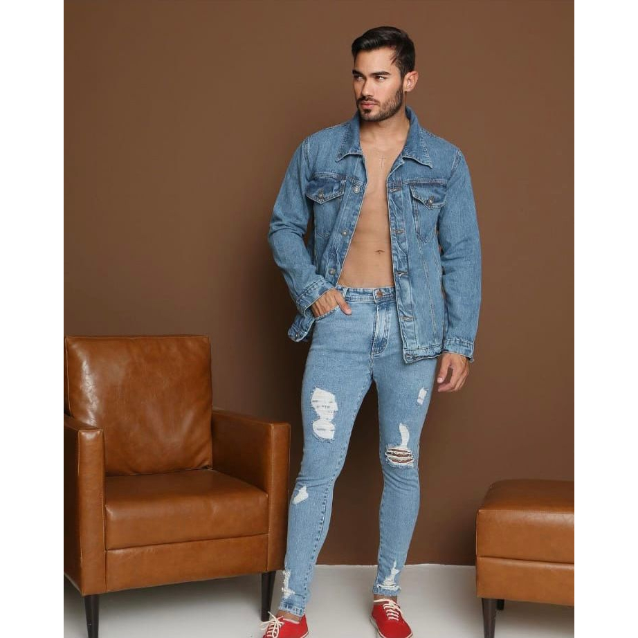 Jaqueta jeans masculina hot sale adulto