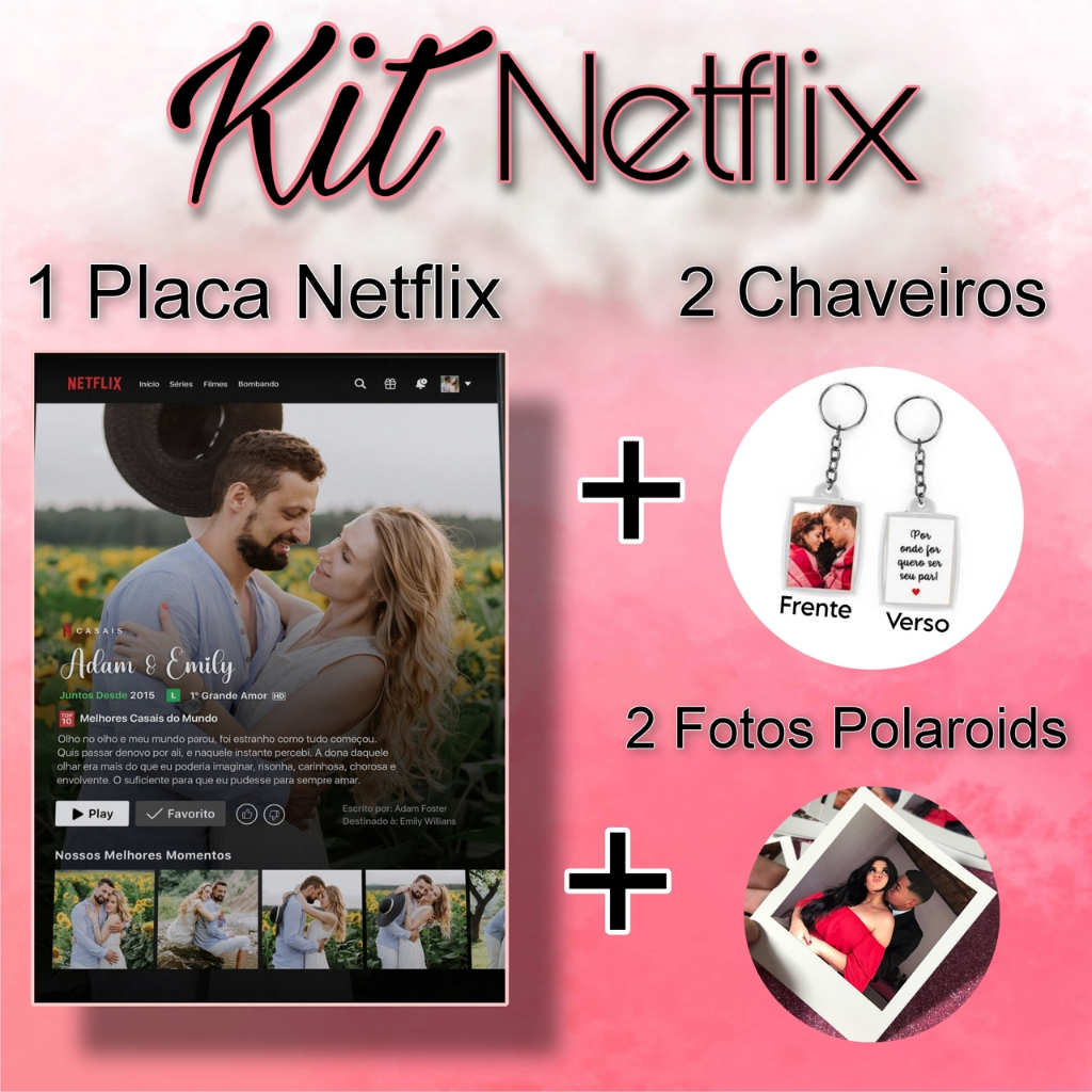 Kit Quadro Netflix Placa Personalizado + Chaveiros + Polaroids | Shopee ...