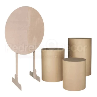 Kit Painel Redondo 90 Cm Mdf + Trio De Cilindros Decoração P M G Completo