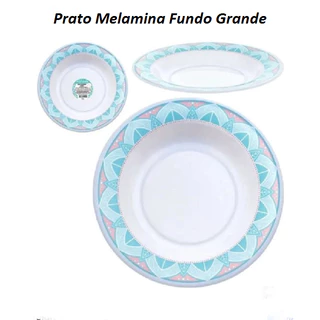 Jogo 6 Pratos Grandes Fundo 25 Cm Melamina Mnadala Floral Lindo Lançamento