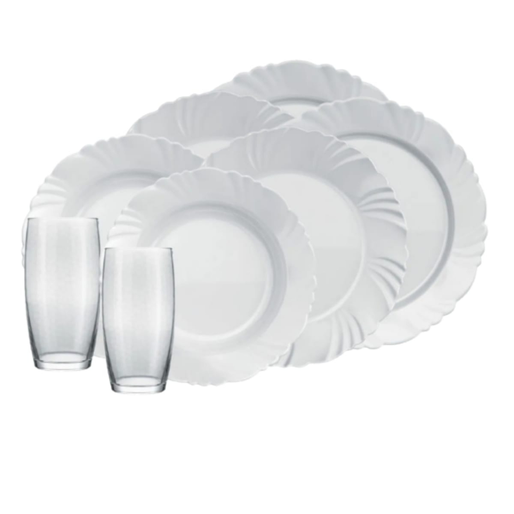 Kit Jogo De Jantar Branco 16 Peças Cozinha Louça Pratos Copo | Shopee ...