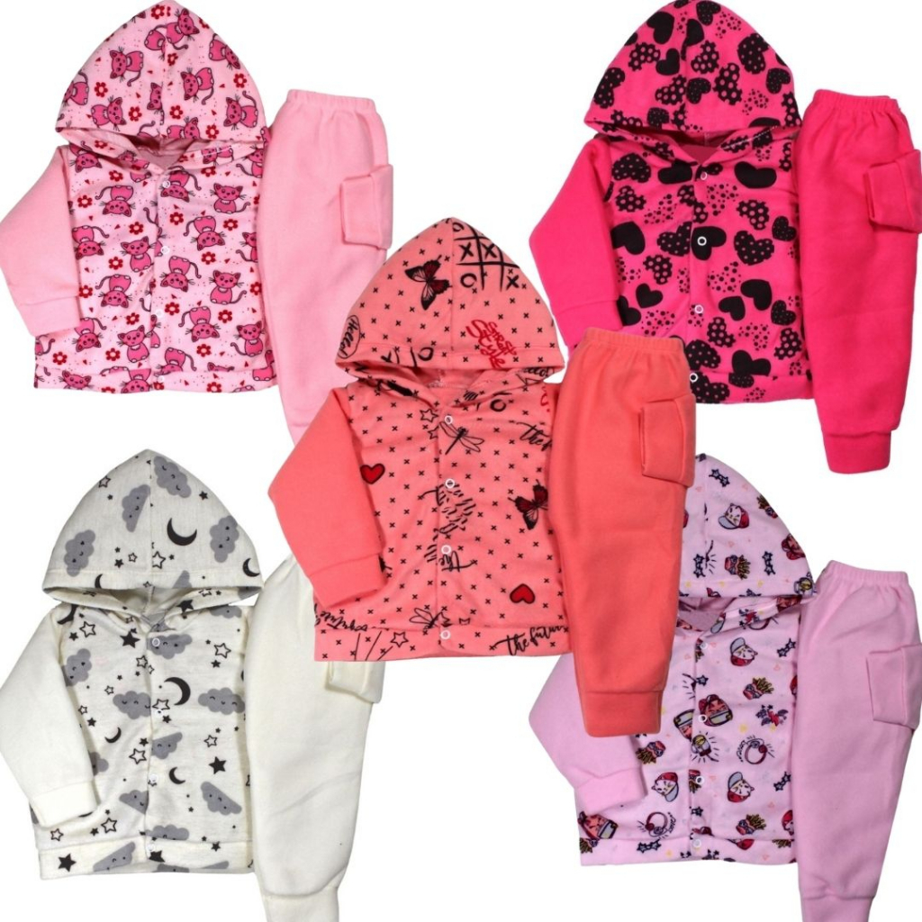 Kit 5 Conjunto Soft Infantil Inverno Menina 1 Ao 3