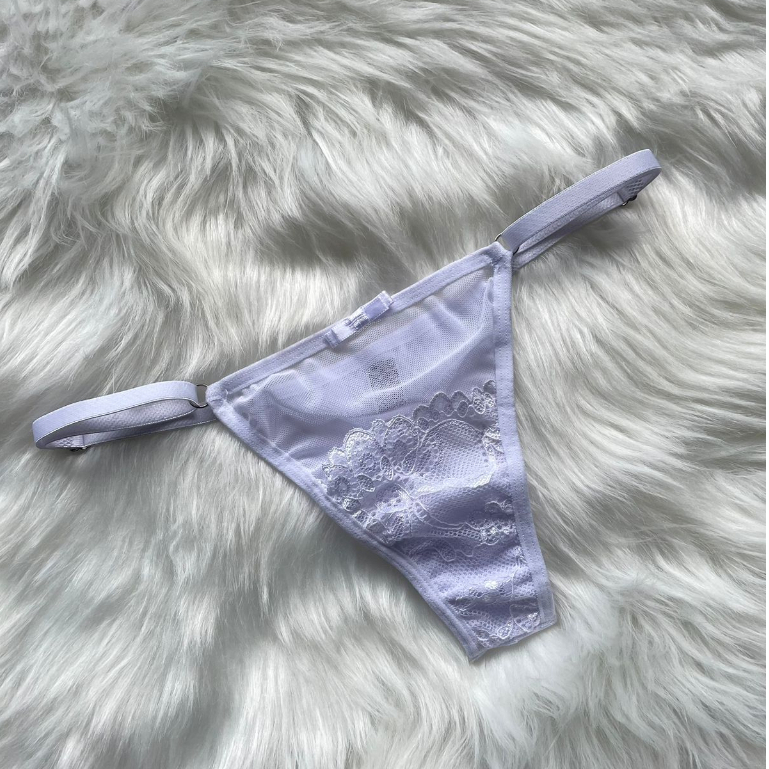 Calcinha Fio Dental Duplo Tang Lingerie Em Tule e Renda Luxo Moda ...