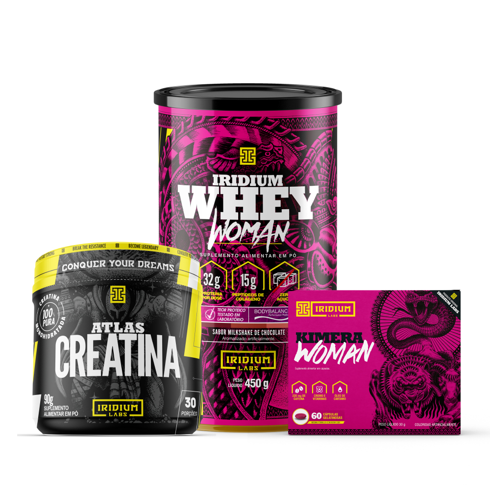 Whey Protein Woman 450g + Creatina 90g + Kimera Woman – Iridium Labs