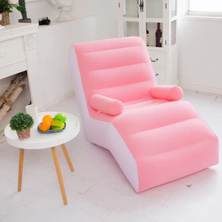 Sofá Poltrona Puff Inflável Espreguiçadeira Confortável Com braços Ultra Macio Portátil Casa Sala Quarto Campin + Bomba ROSA