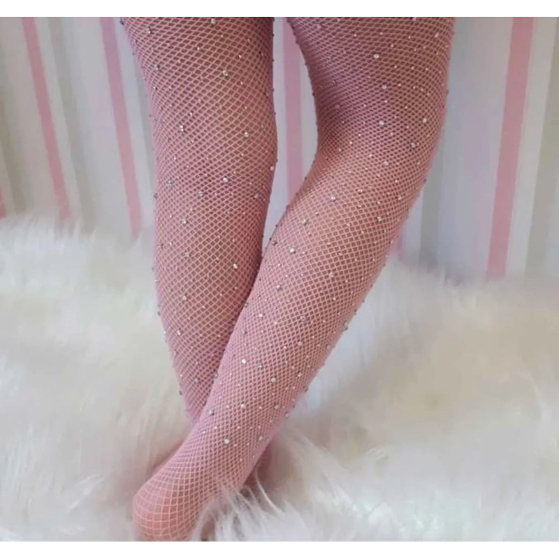 Meia calça arrastão strass infantil rosa pink e rosa bebê Shopee