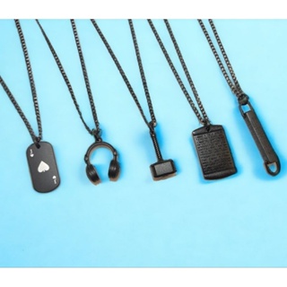 Corrente Masculina Aço Inox Com Pingente Cordão Masculino 60cm Corrente Preta