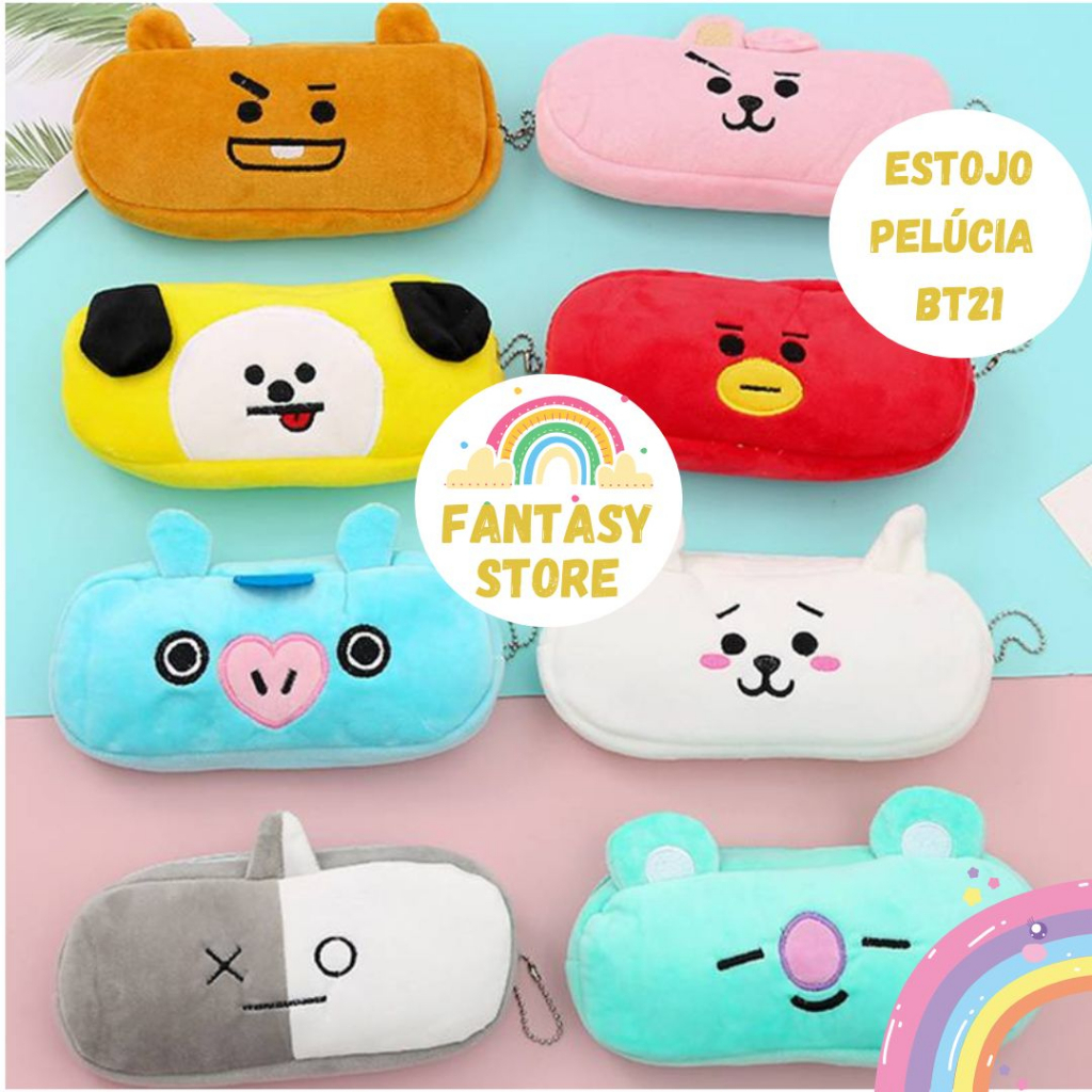 Estojo de pelúcia BT21 - BTS Army Kpop Cooky Tata RJ Koya Chimmy