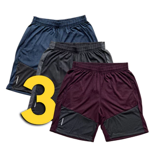 Kit 3 Shorts Dry Fit Masculino Esporte Bermuda Básica Fitness Cadarço e elástico Bolso lateral Academia Corrida
