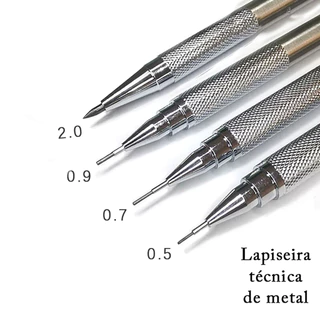 Lapiseira técnica de metal 05 0.7 0.9 2.0