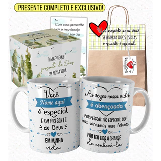 Caneca Pessoa Especial com Nome Pessoa Querida Presente de Deus Ele com Embalagem Presenteável Jkl