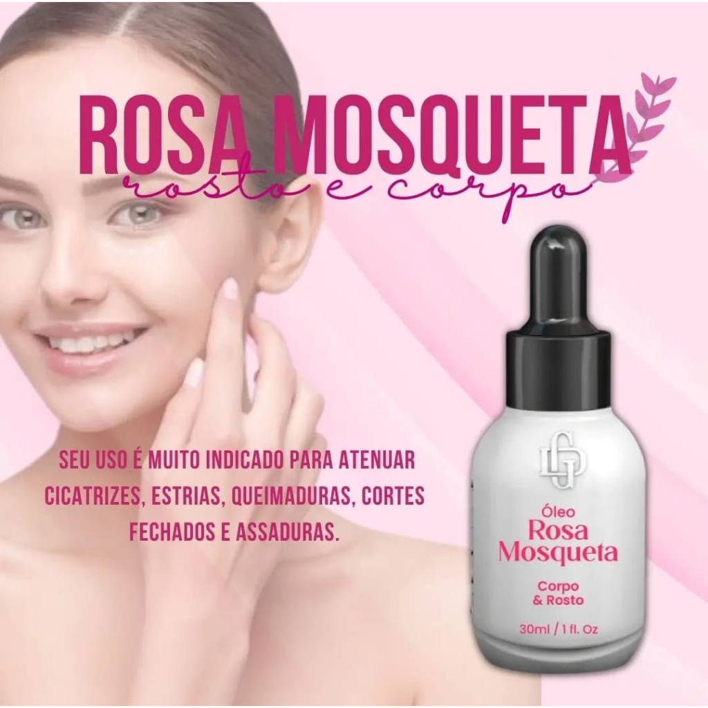Óleo de Rosa Mosqueta Corpo e Rosto 98% Puro | Shopee Brasil