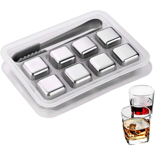 Cubos de gelo de aço inoxidável 8 cubos refrigeração reutilizáveis para Bebidas