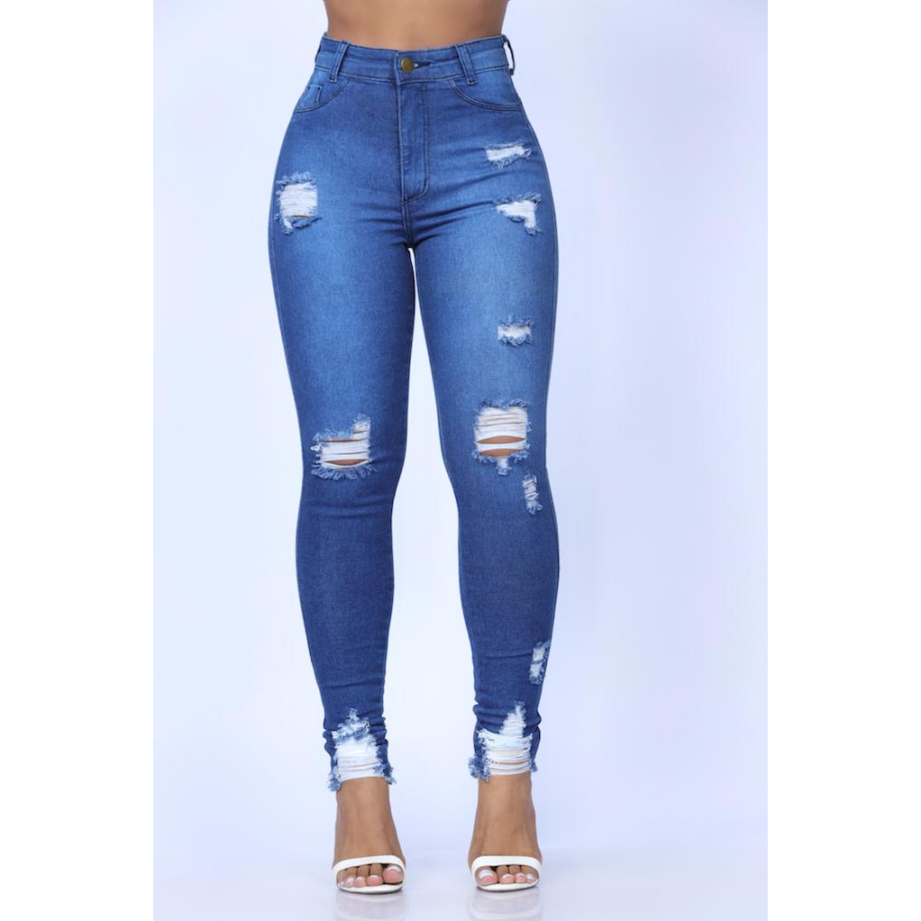 Calça Skinny Feminina Jeans Cós Alto Levanta Bumbum C/ Lycra